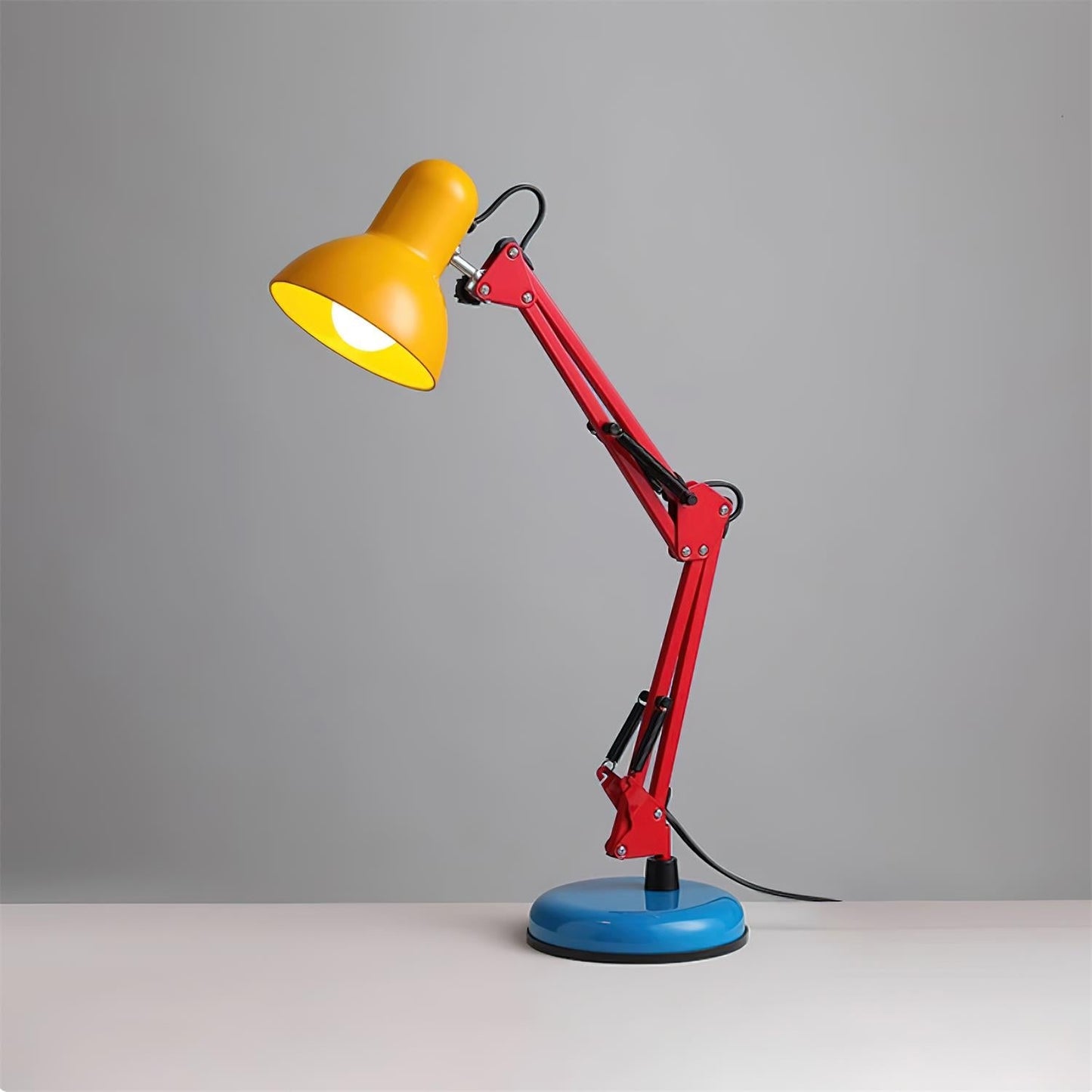 Adjustable Articulating Arm Table Lamp With Conical Shade