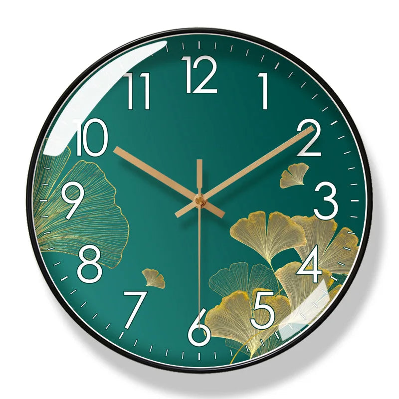 Wall Clock Floral Design Silent Movement Battery Operated