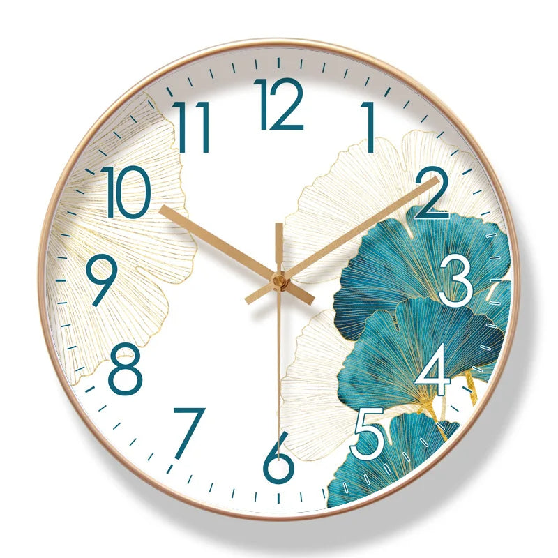 Wall Clock Floral Design Silent Movement Battery Operated