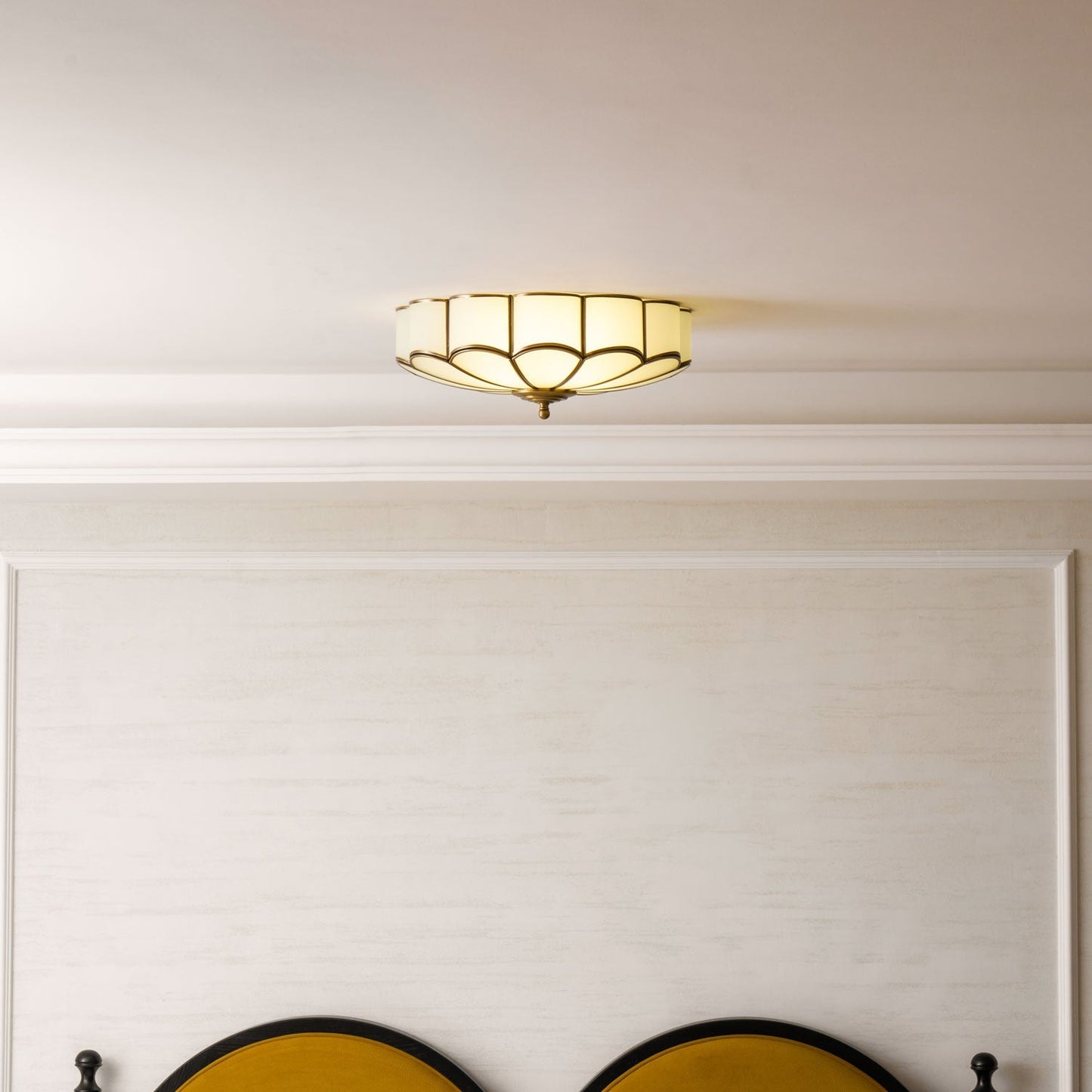 Flower-Shape Glass Flush Mount Ceiling Light With Petal Shade