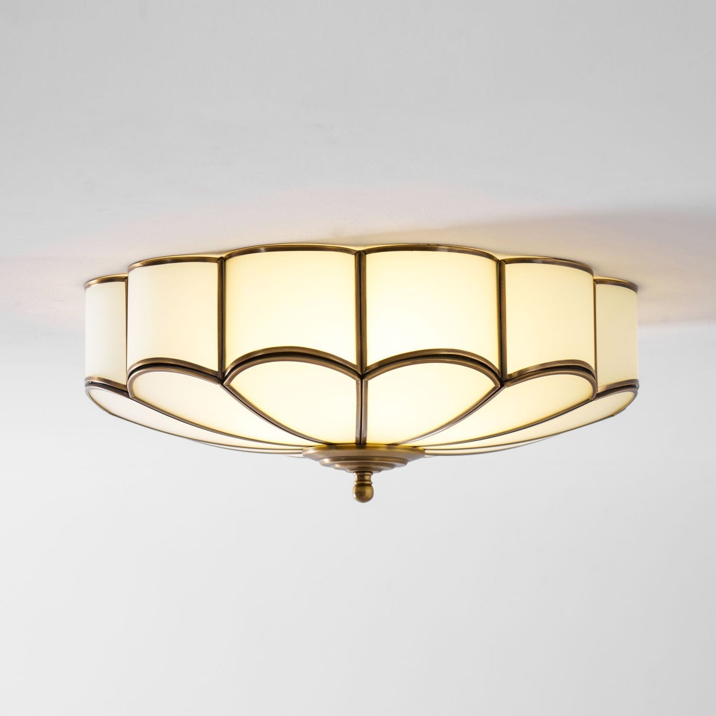 Flower-Shape Glass Flush Mount Ceiling Light With Petal Shade