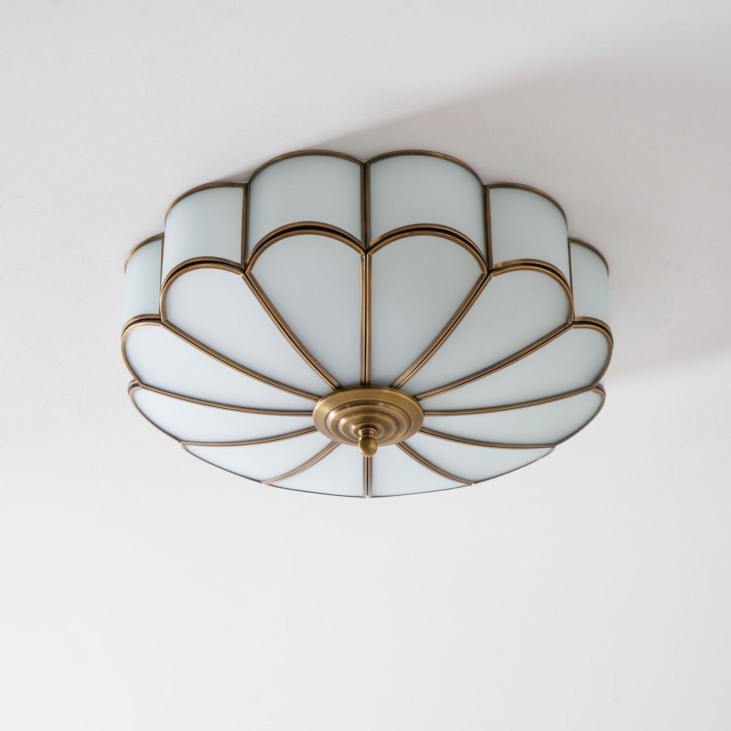 Flower-Shape Glass Flush Mount Ceiling Light With Petal Shade