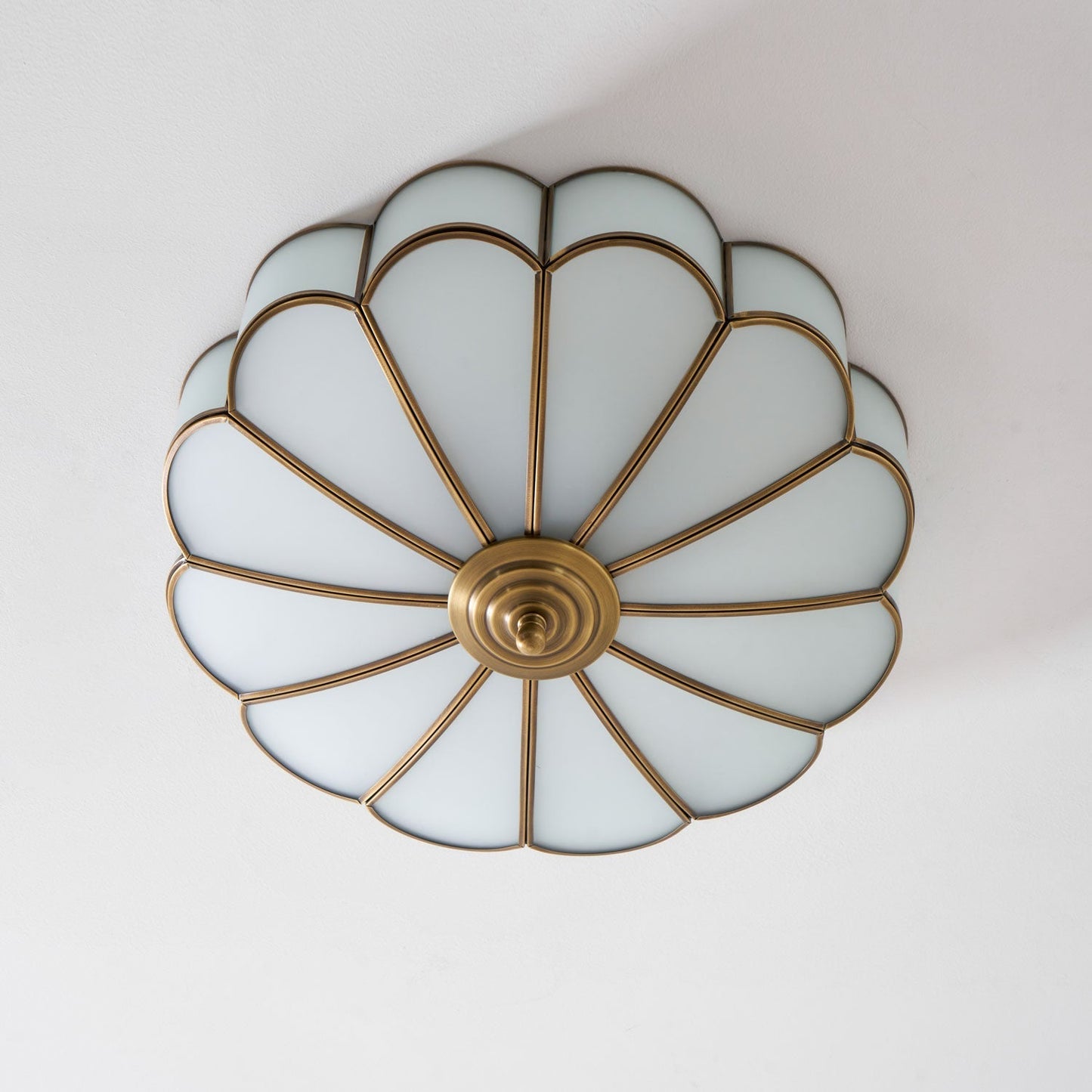 Flower-Shape Glass Flush Mount Ceiling Light With Petal Shade