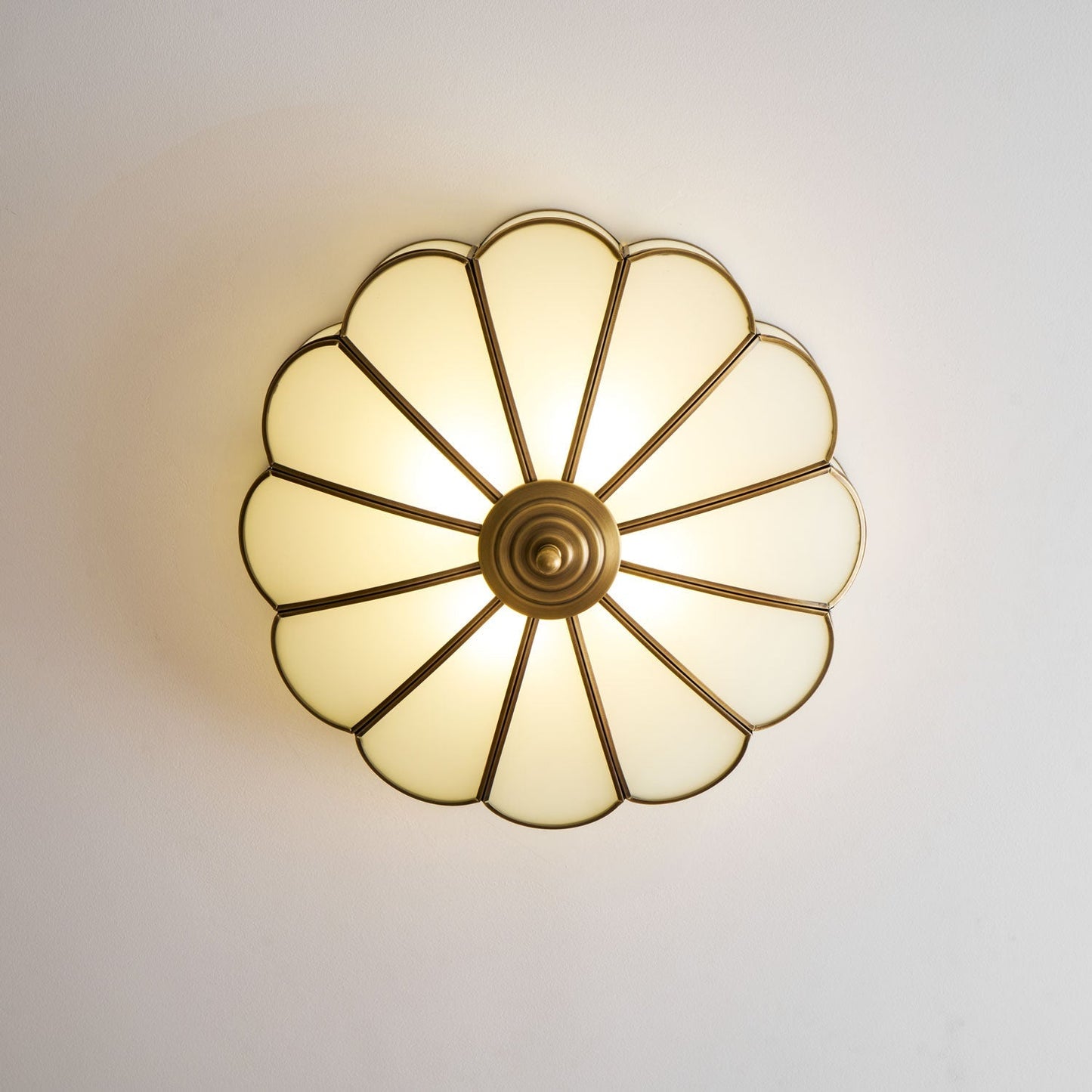 Flower-Shape Glass Flush Mount Ceiling Light With Petal Shade