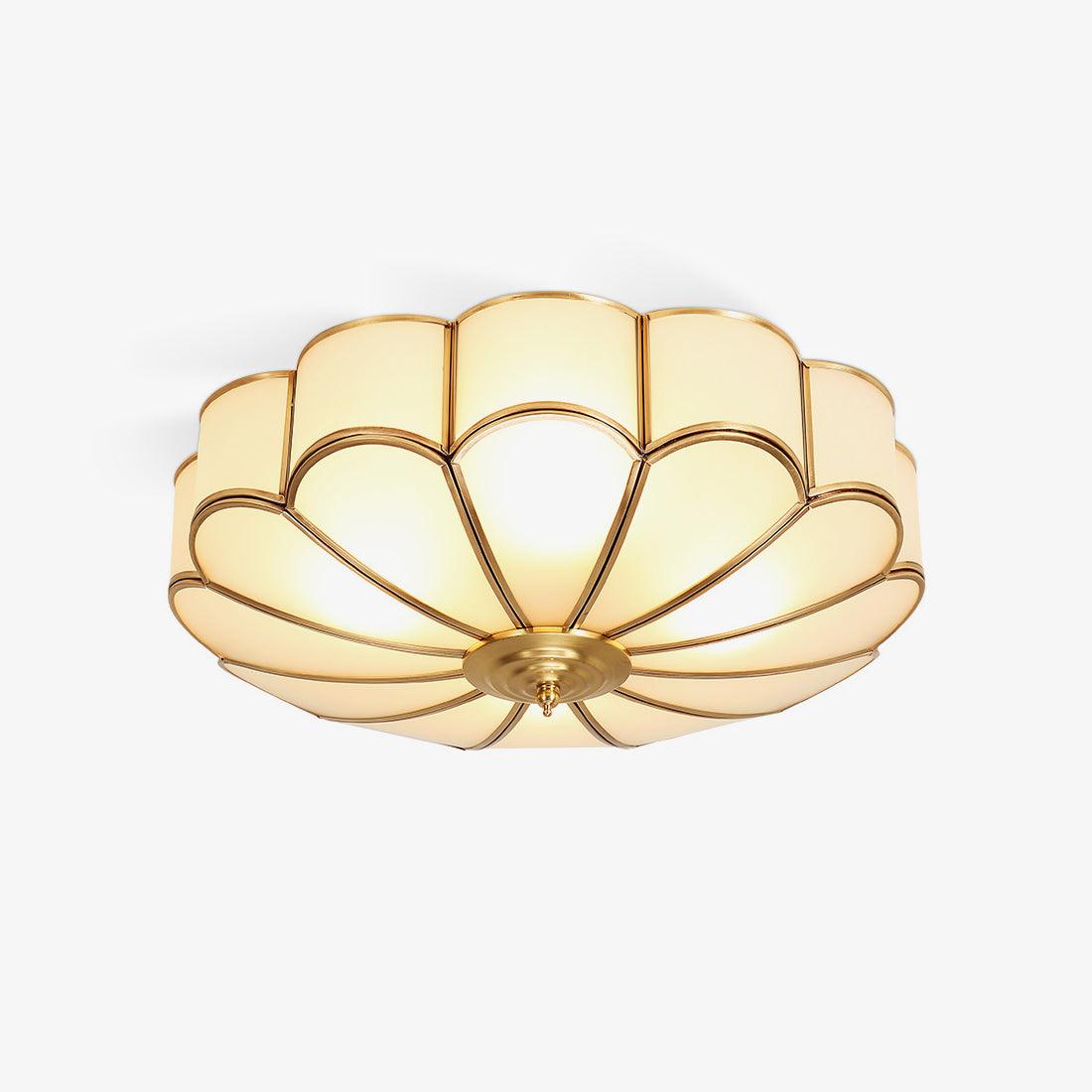 Flower-Shape Glass Flush Mount Ceiling Light With Petal Shade