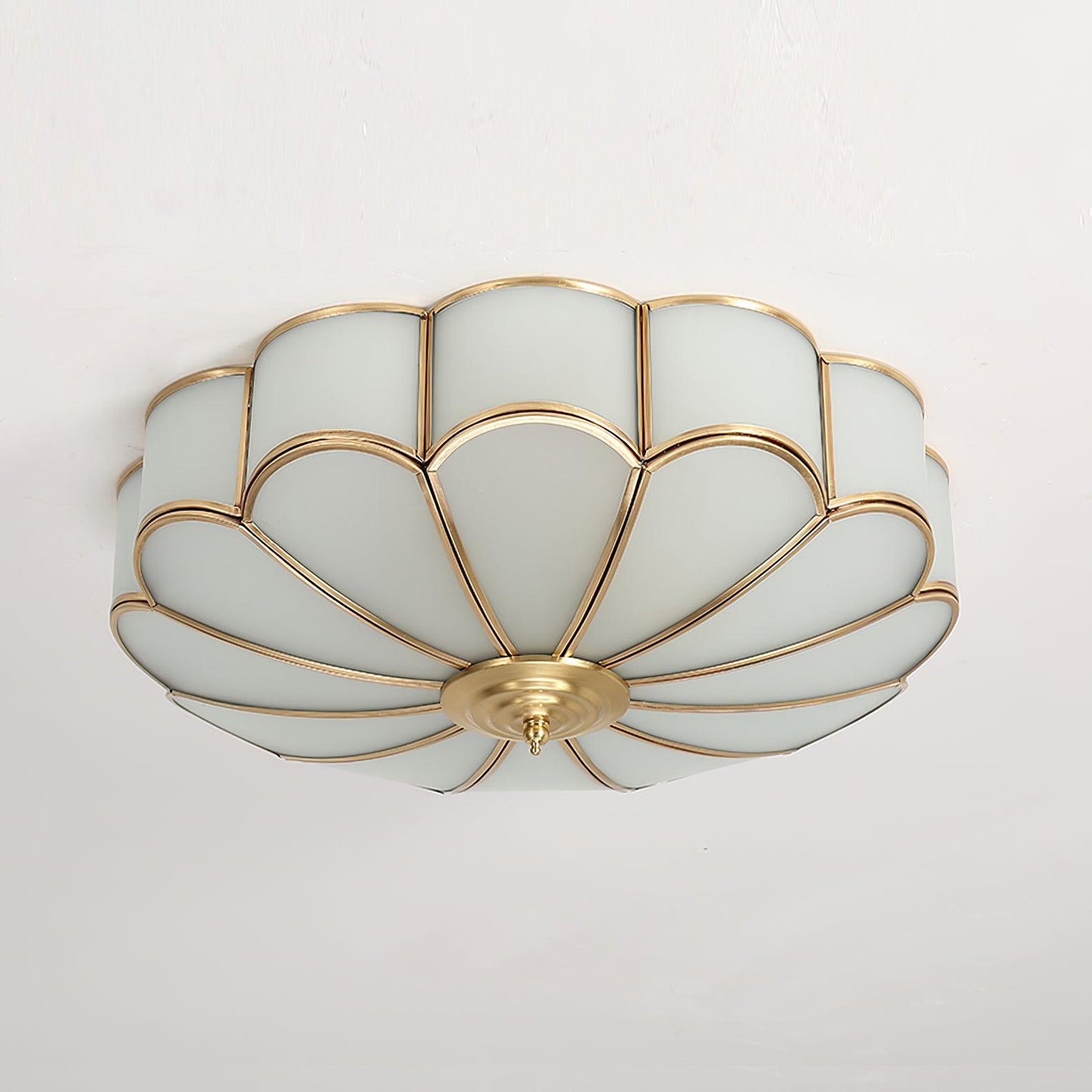 Flower-Shape Glass Flush Mount Ceiling Light With Petal Shade