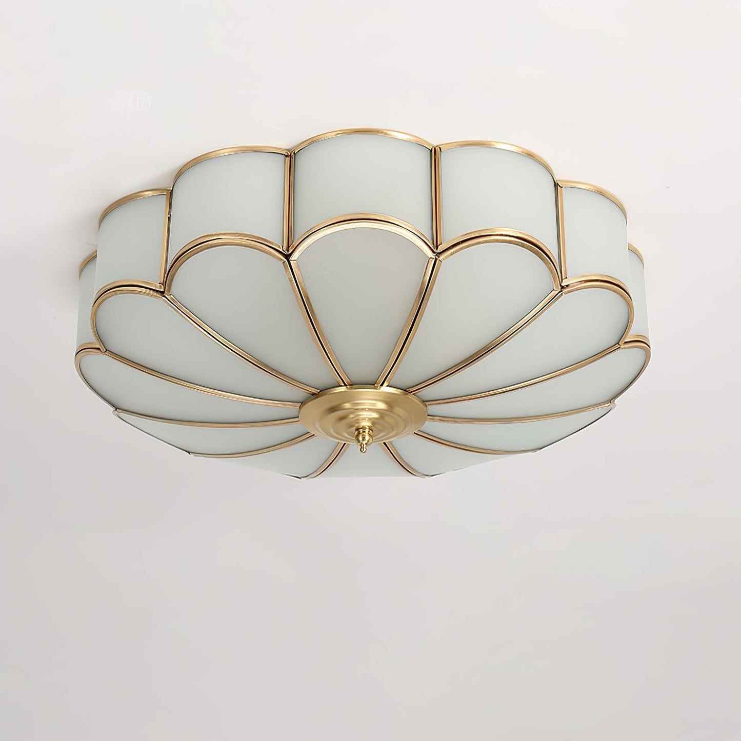 Flower-Shape Glass Flush Mount Ceiling Light With Petal Shade