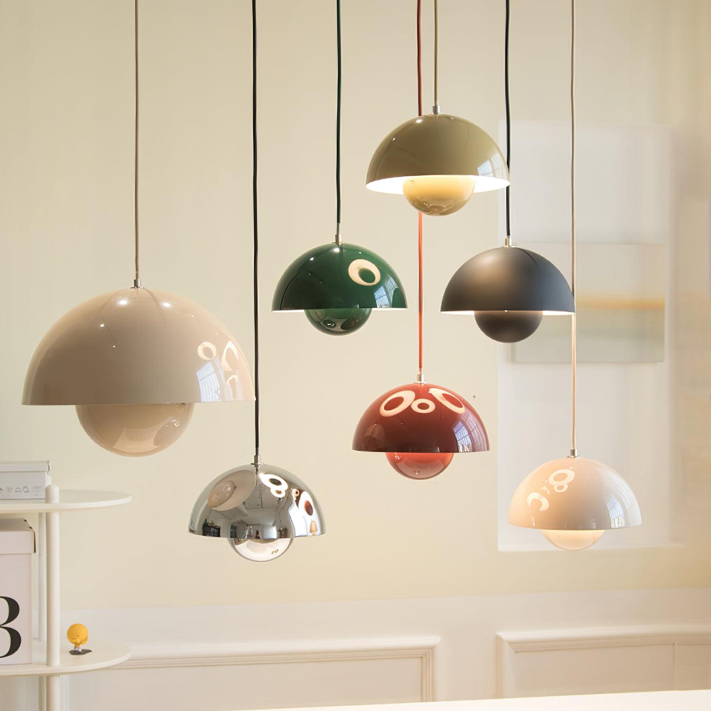 Dome Shade Pendant Light With Floating Globe Diffuser