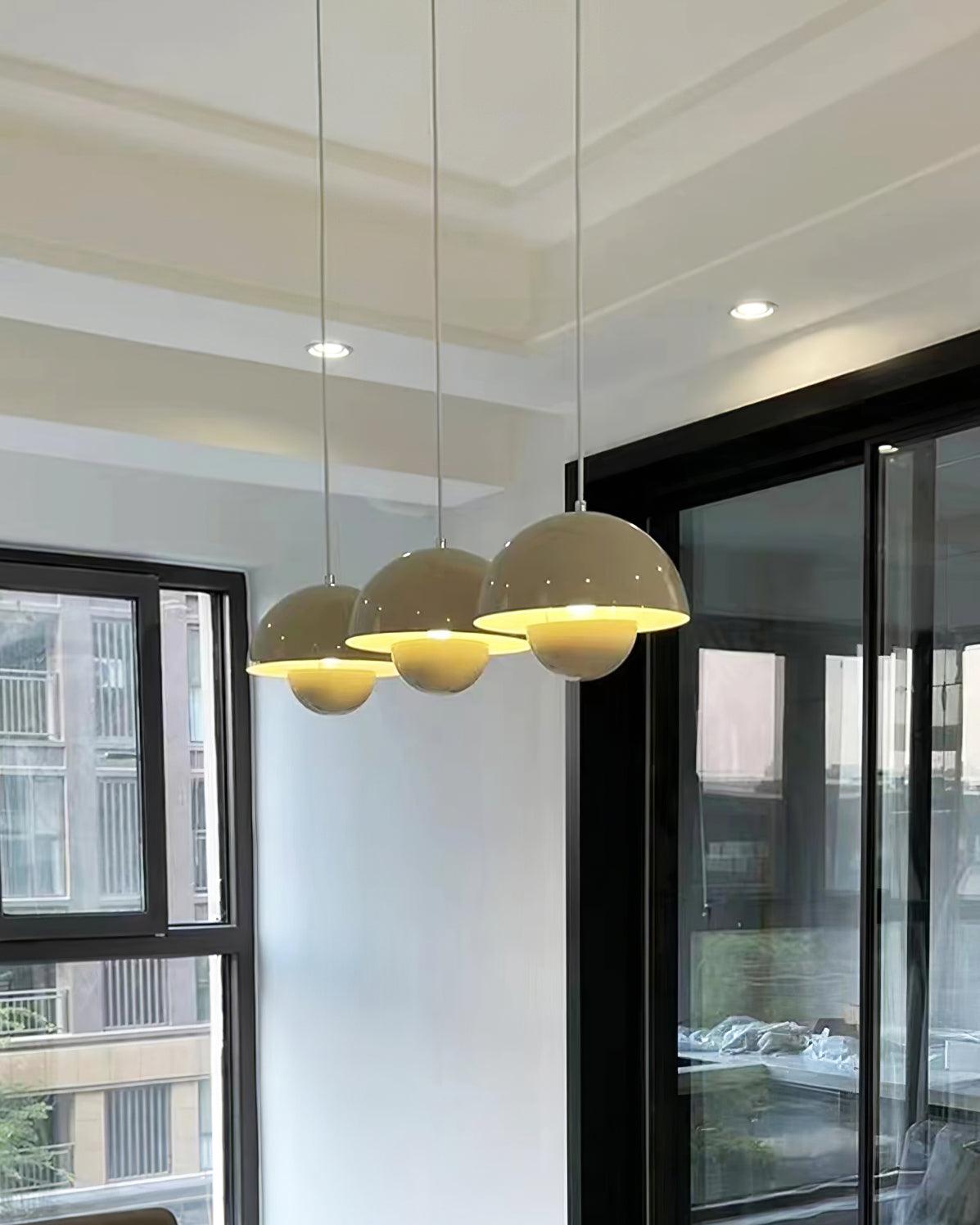 Dome Shade Pendant Light With Floating Globe Diffuser