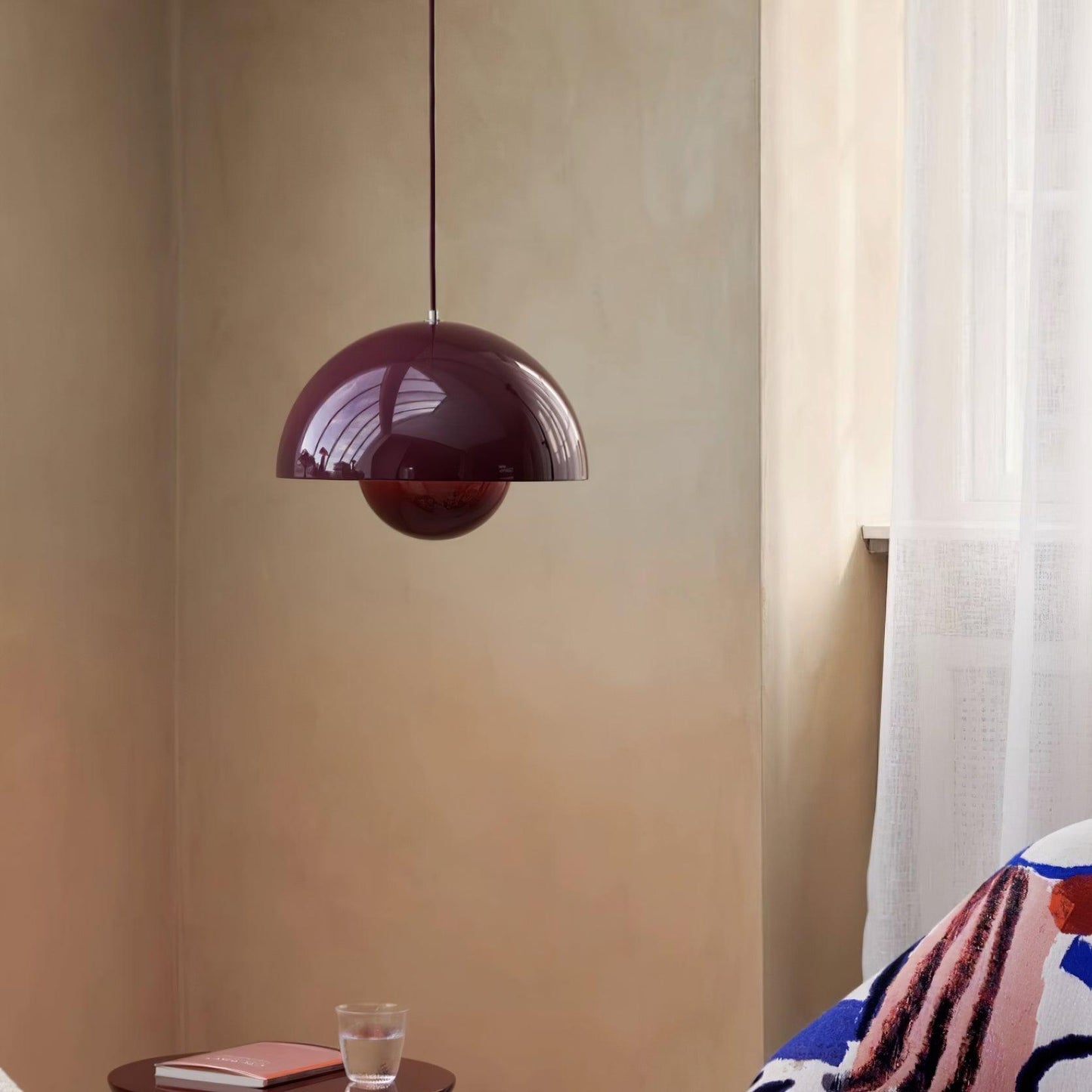 Dome Shade Pendant Light With Floating Globe Diffuser