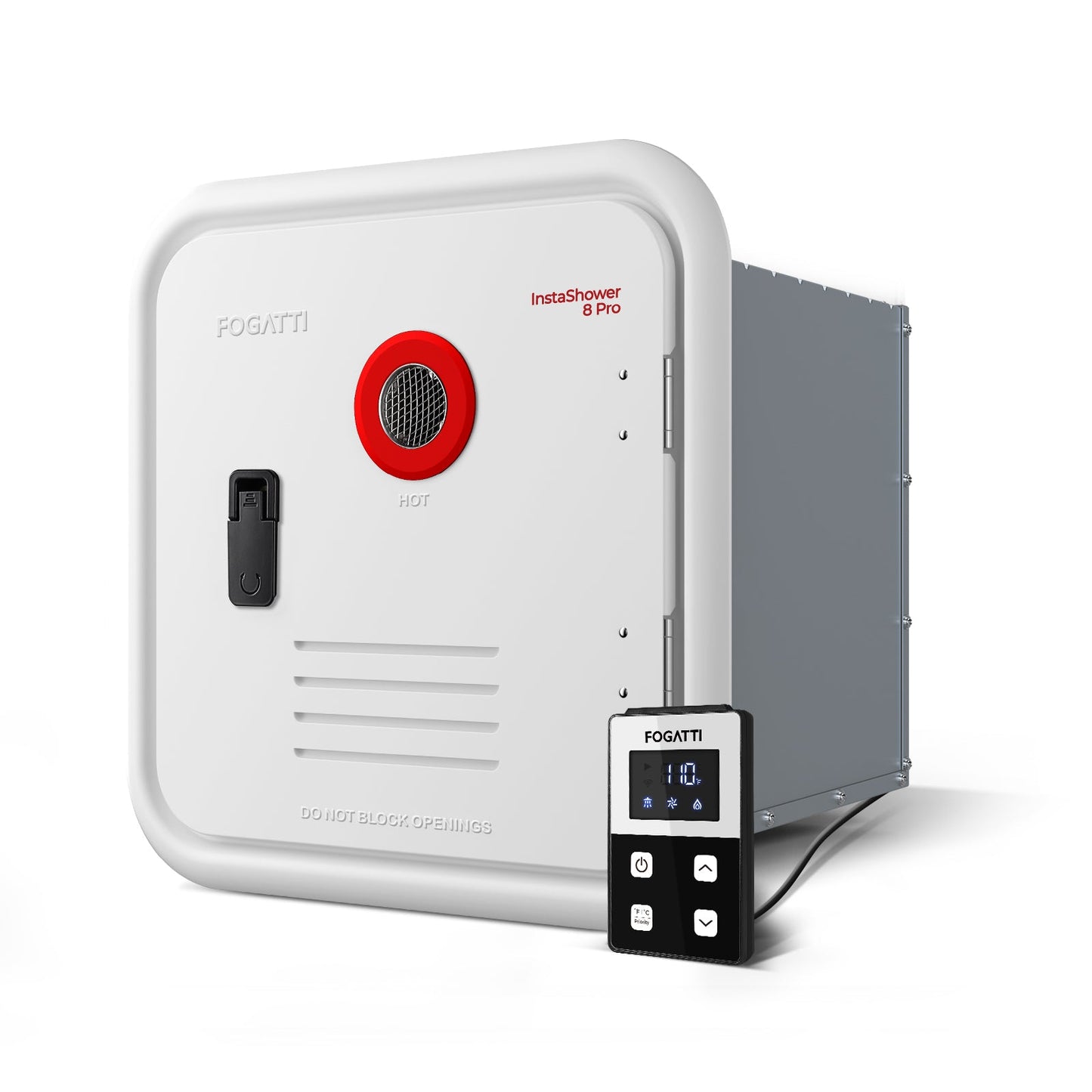 Fogatti InstaShower 8 Pro, 55,000 BTU RV Tankless Water Heater with Door & Mixing Tank