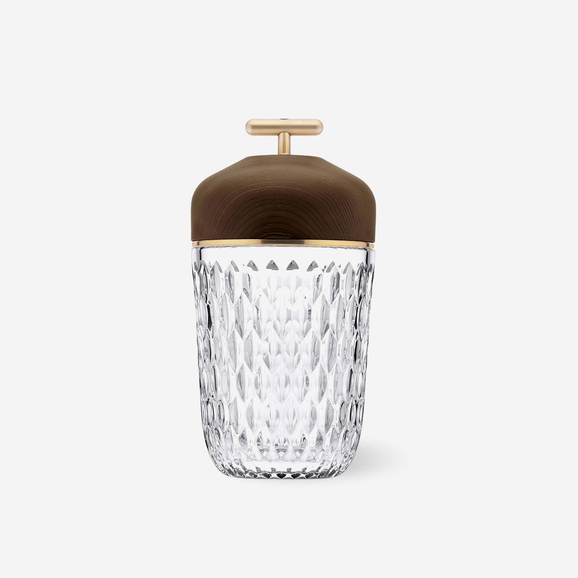 Portable Faceted Glass Table Lamp With Top Handle