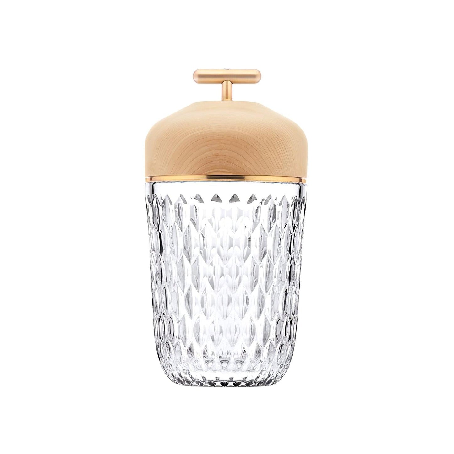 Portable Faceted Glass Table Lamp With Top Handle