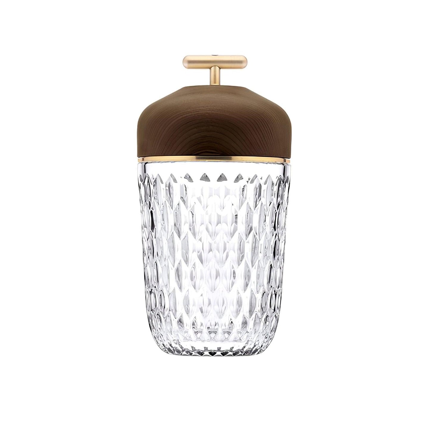 Portable Faceted Glass Table Lamp With Top Handle