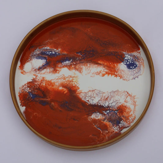 Elkmont Marble Dipped Bamboo Round Gameday Serving Tray