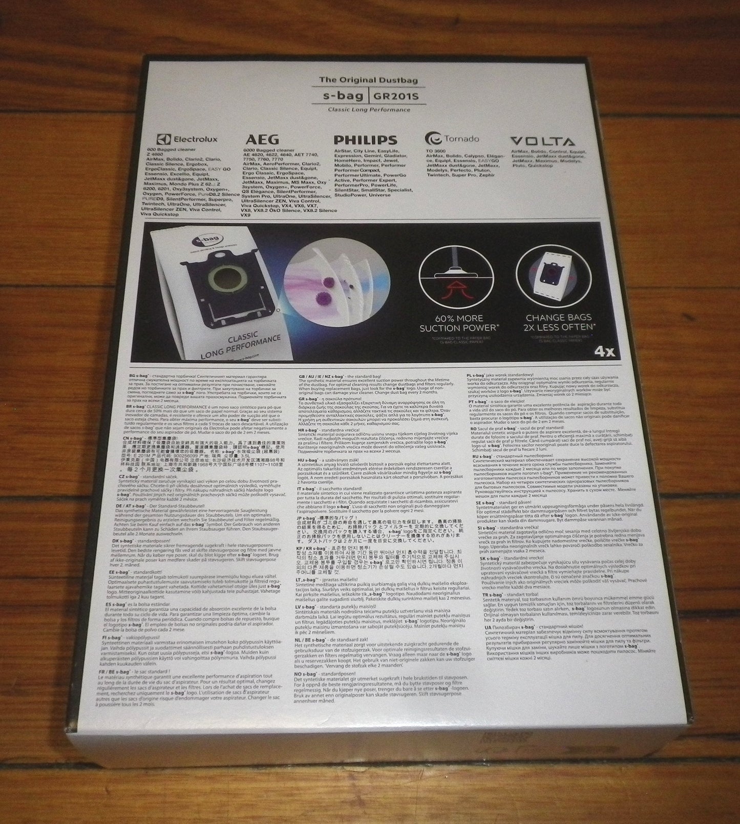 AEG, Electrolux Genuine Classic Long Performance S-Bag Vacuum Bags. - Part # GR201S