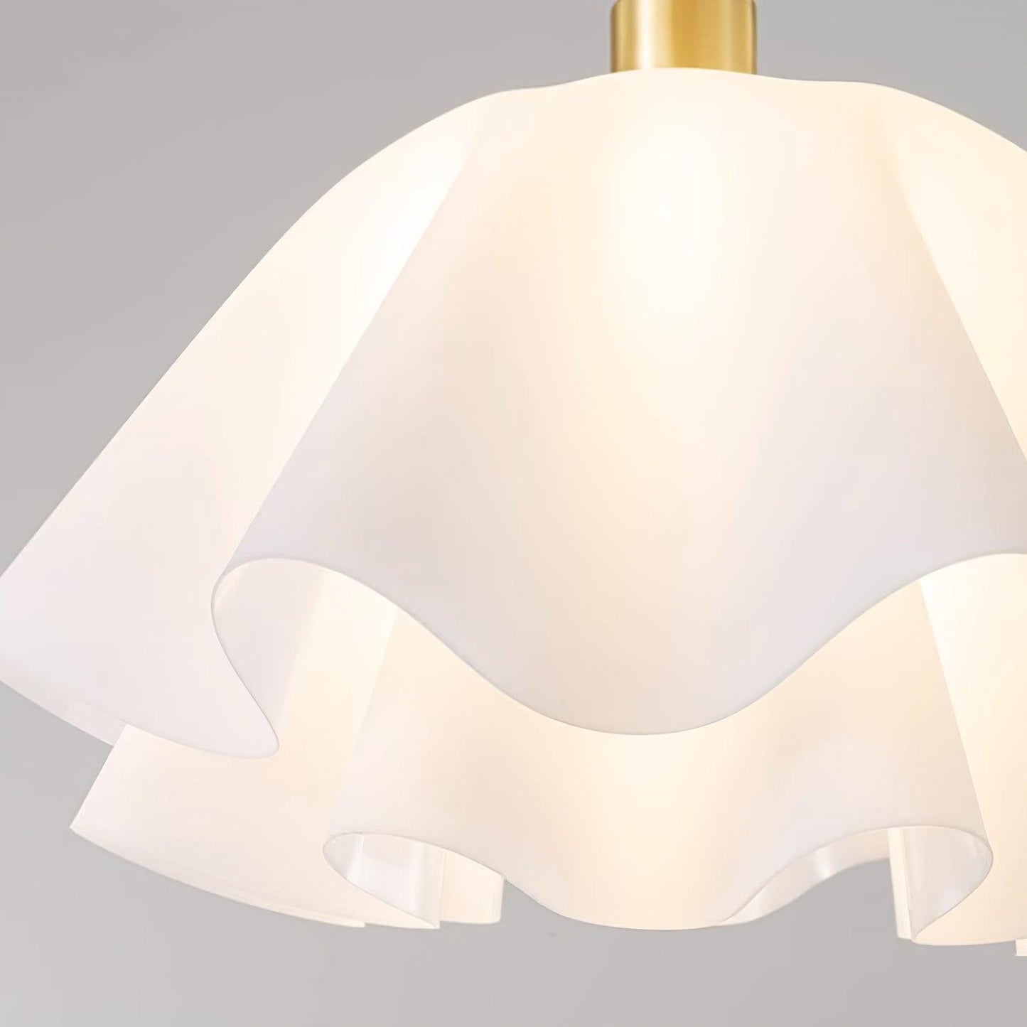 Ruffled Shade Semi Flush Mount Ceiling Light With Brass Fitting