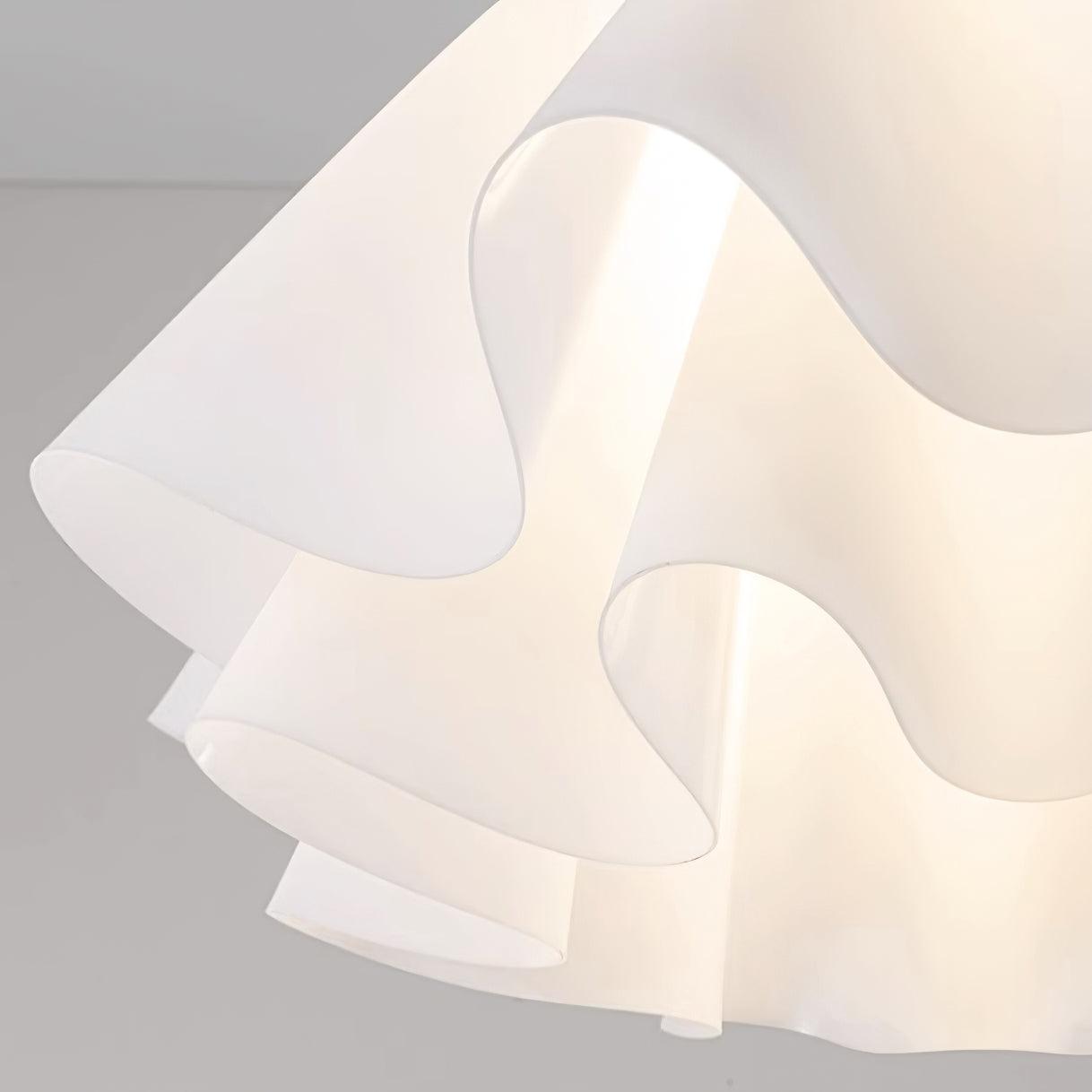 Ruffled Shade Semi Flush Mount Ceiling Light With Brass Fitting