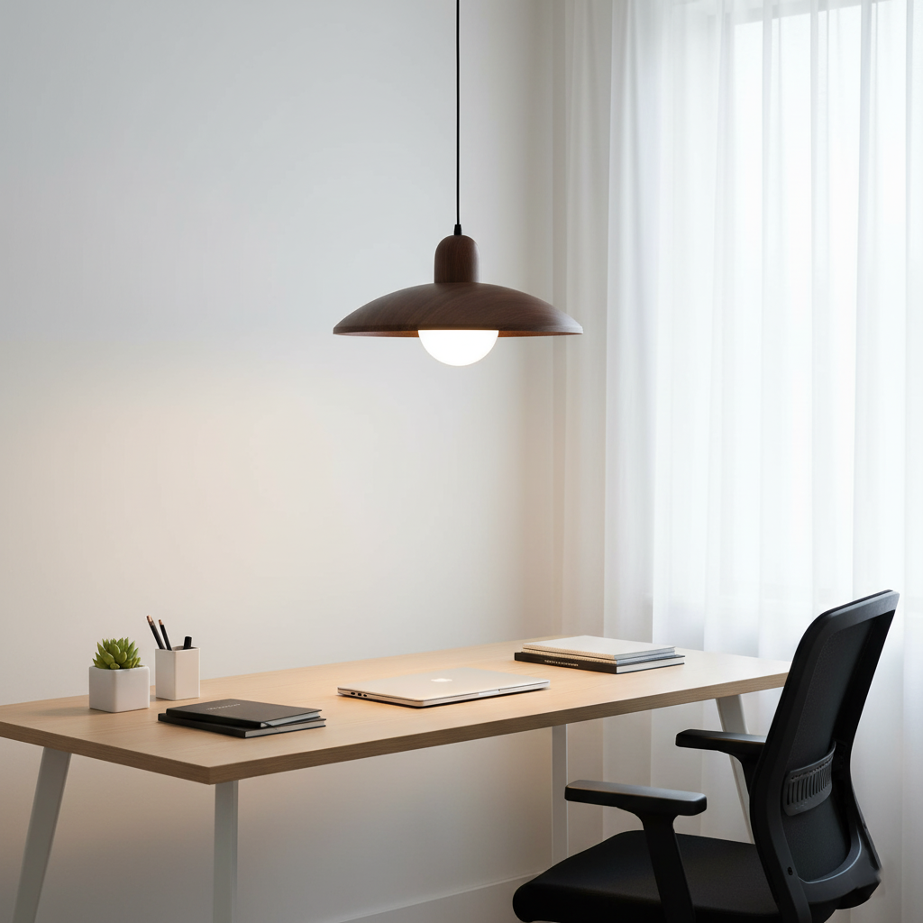 Japanese Wabi Sabi Walnut Pendant Lights With Dome Shade