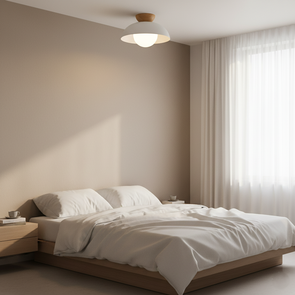 Nordic Minimalist Iron Shade Ceiling Light With Eco Dome Design