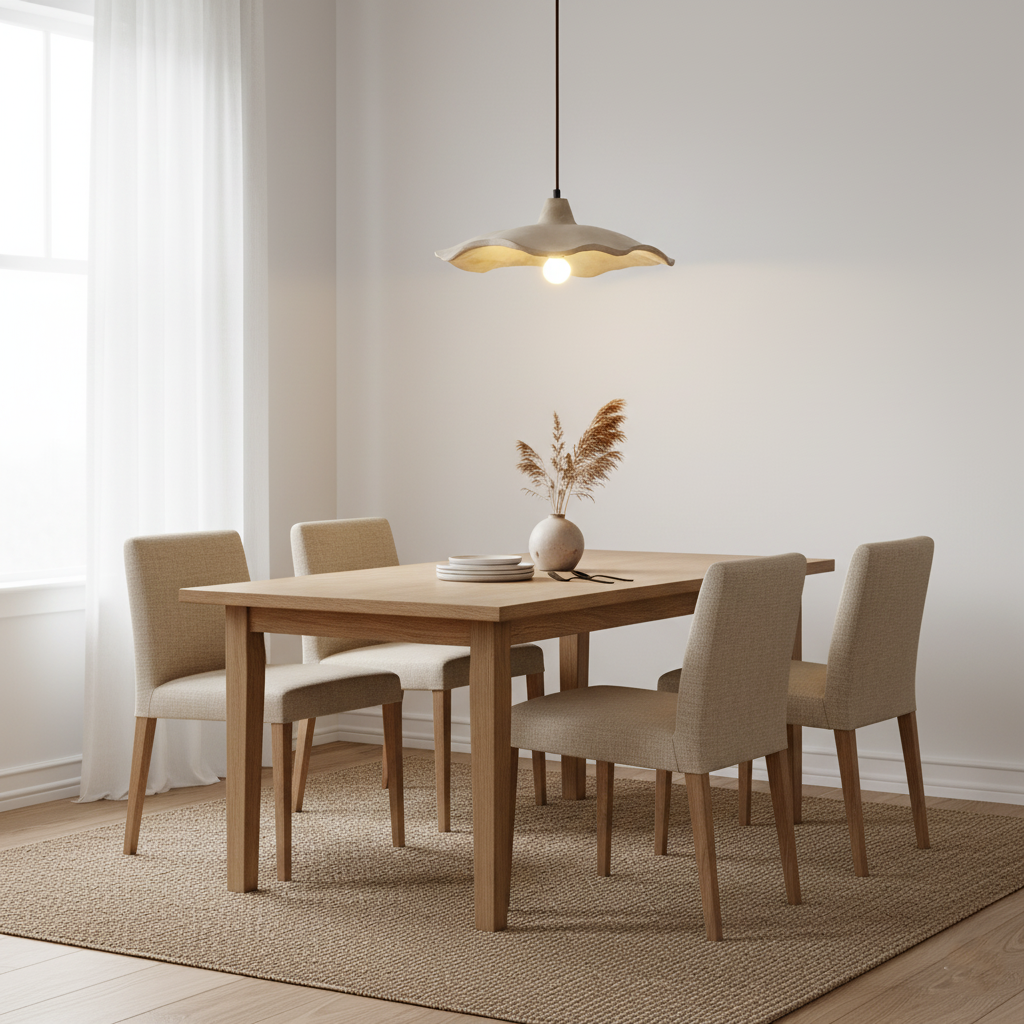 Wabi-Sabi Flower Shaped Cement Pendant Light With Adjustable Cord