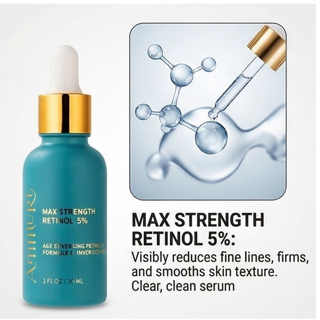 Ammuri Retinol 5% Max Serum SPF 50 Cream Set Anti Ageing Night Day Skincare Routine