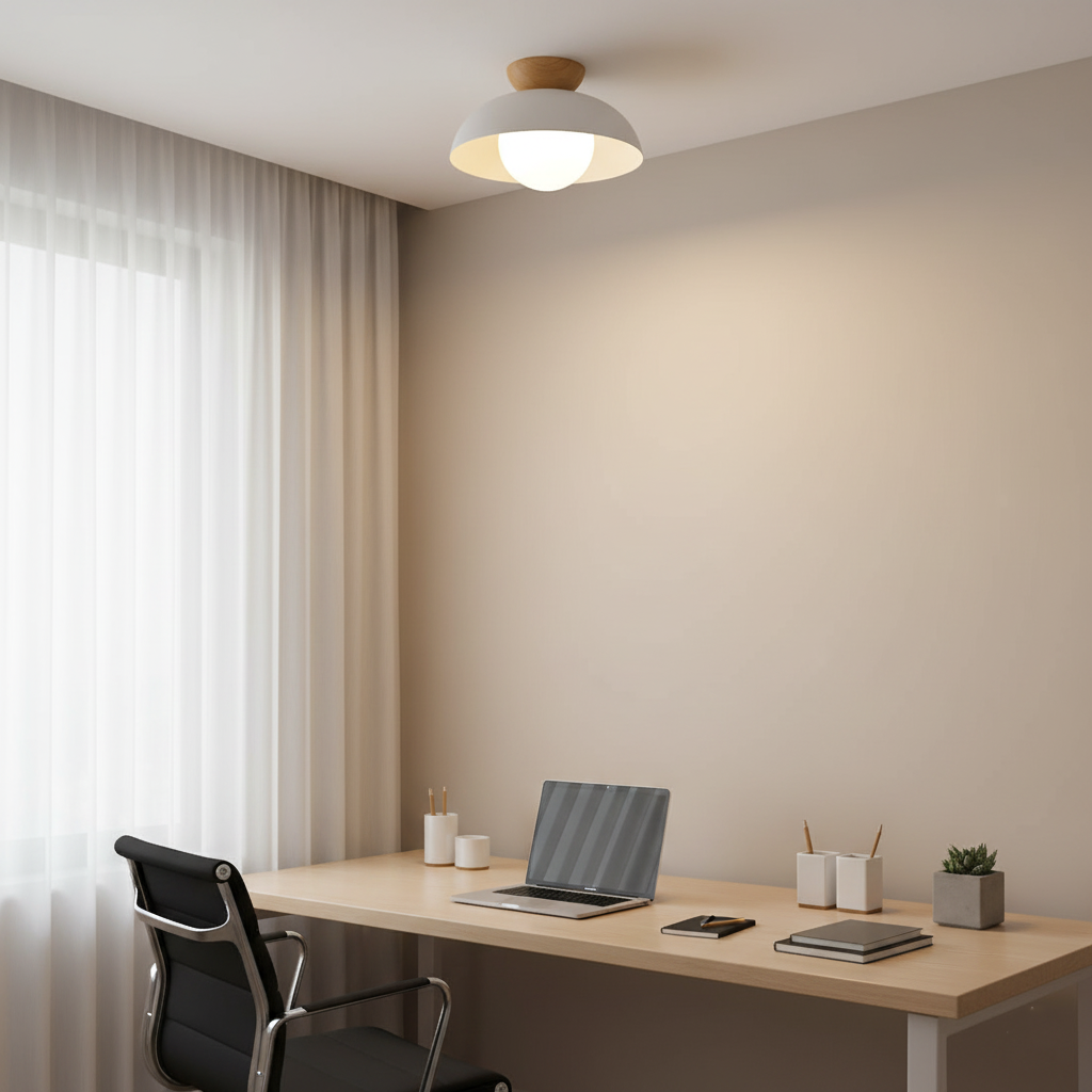 Nordic Minimalist Iron Shade Ceiling Light With Eco Dome Design