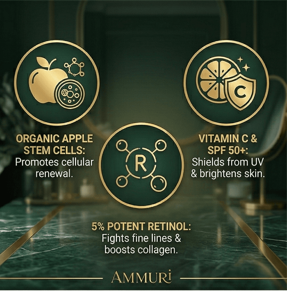 Ammuri Vitamin C Retinol Serum & SPF 50 Cream Brightening Skincare Routine Glow