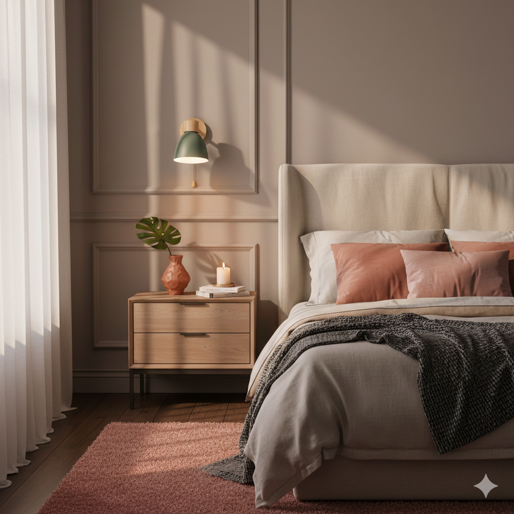 Minimalist Wooden Cone Wall Sconce LED Light With Conical Shade