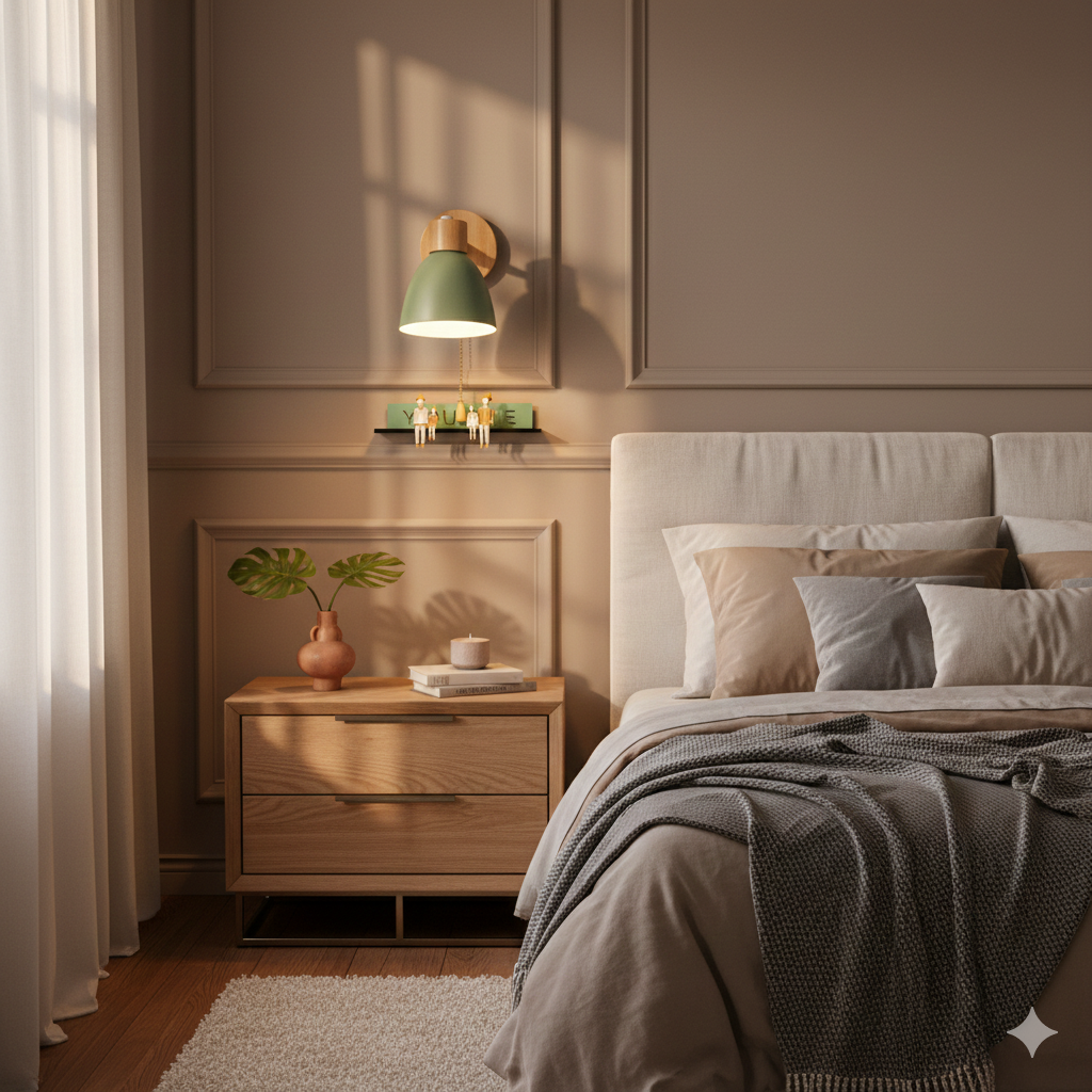 Minimalist Wooden Cone Wall Sconce LED Light With Conical Shade
