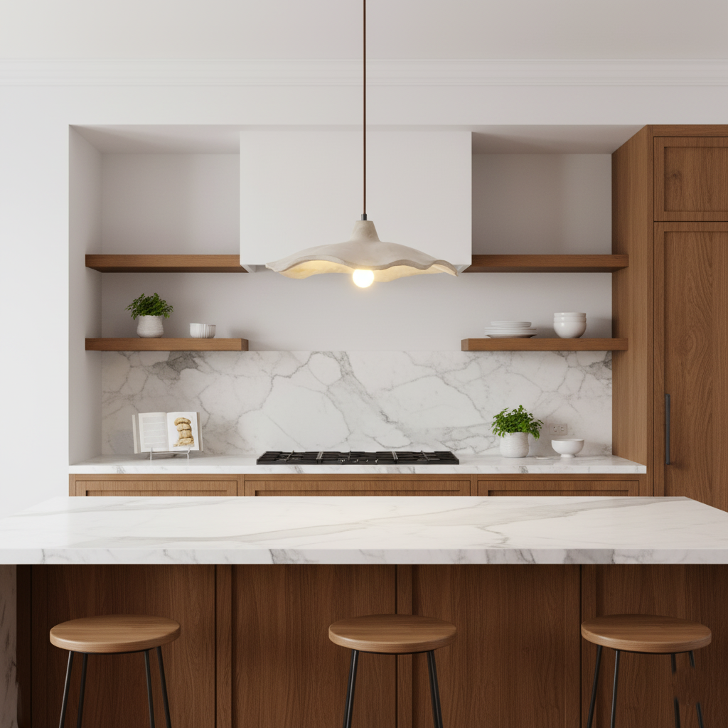 Wabi-Sabi Flower Shaped Cement Pendant Light With Adjustable Cord