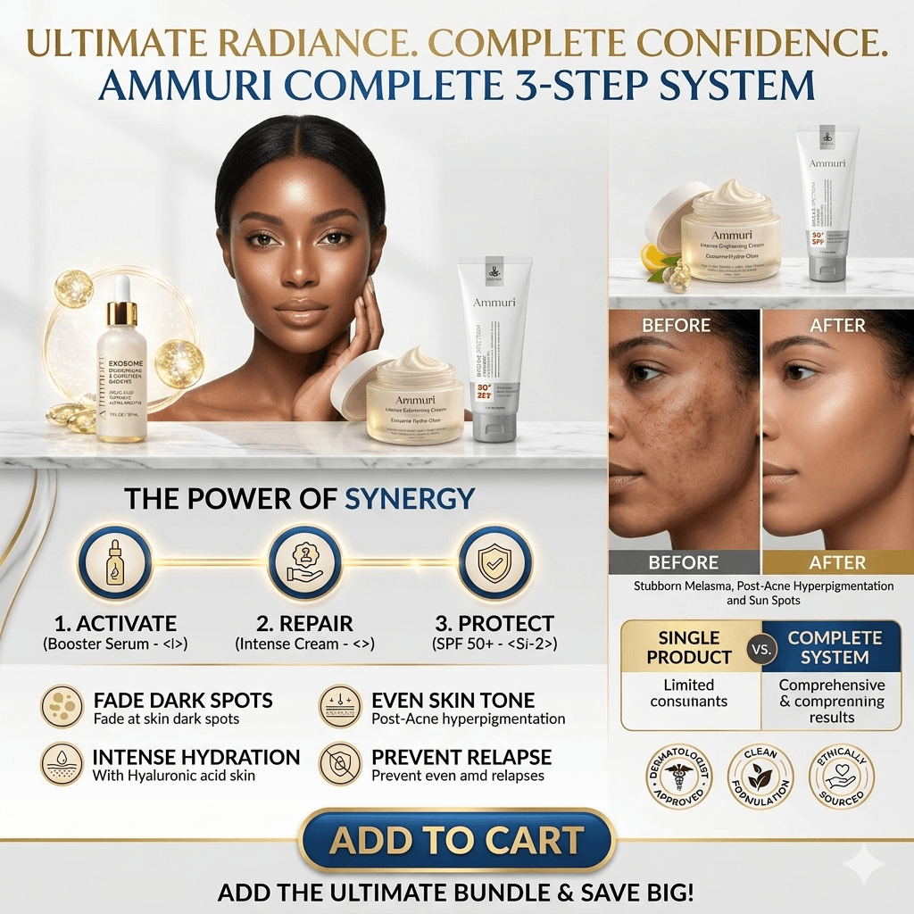 Ammuri Ultimate 3-Step Brightening System – Dark Spot Corrector Bundle with Exosome Technology
