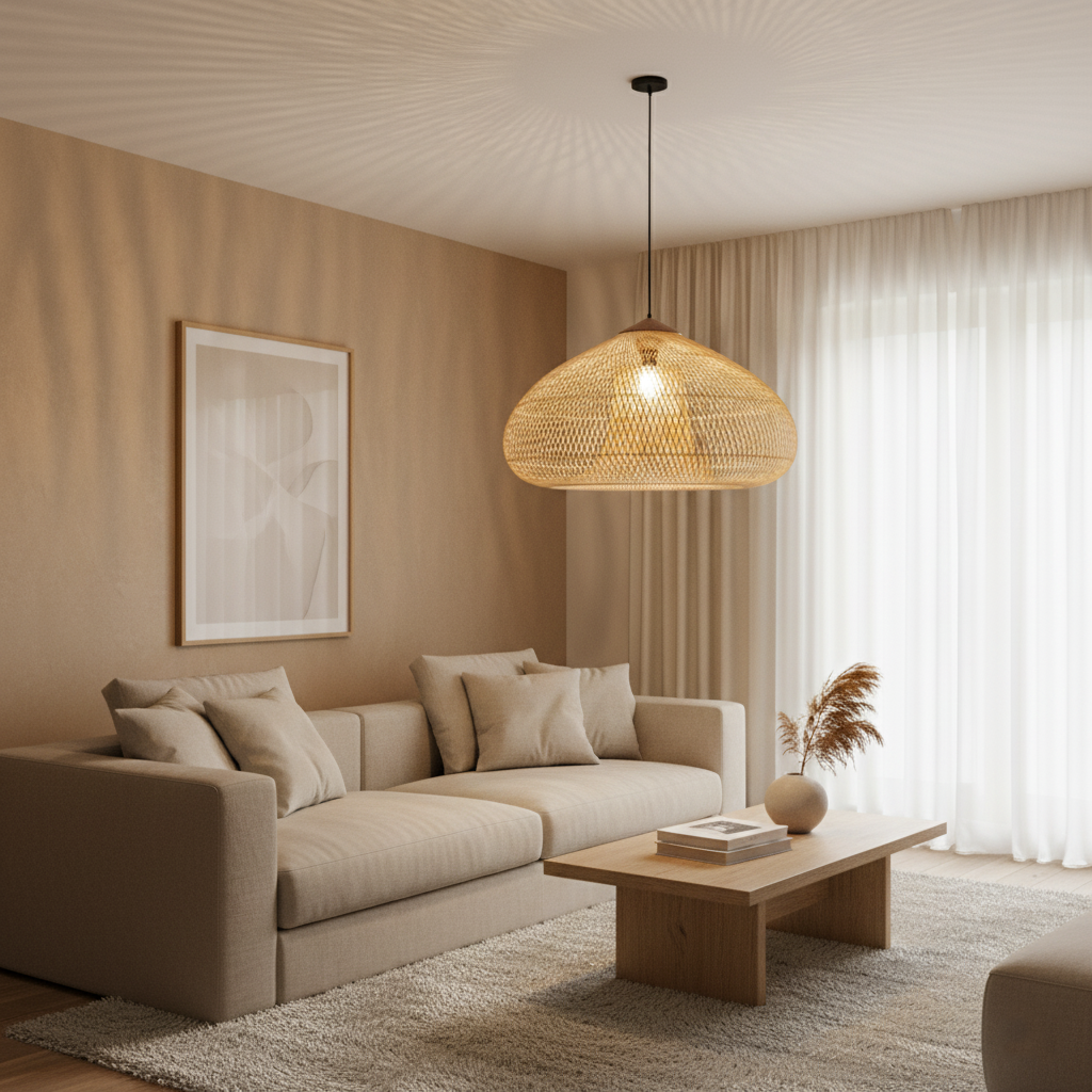 Handmade Rattan Pendant Lights With Woven Dome Shade