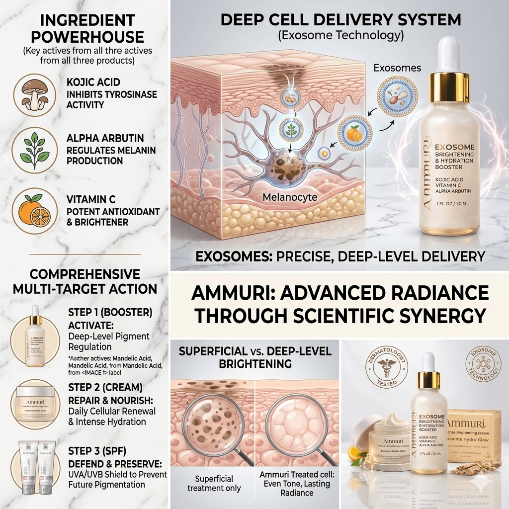 Ammuri Ultimate 3-Step Brightening System – Dark Spot Corrector Bundle with Exosome Technology