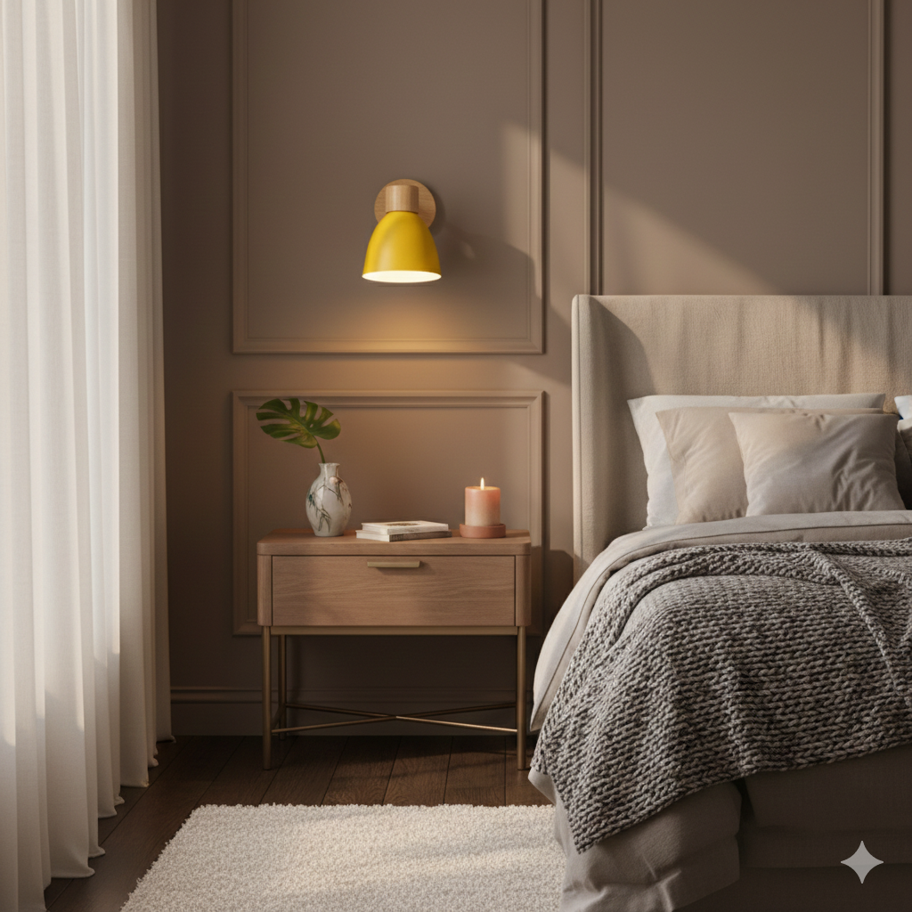 Minimalist Wooden Cone Wall Sconce LED Light With Conical Shade