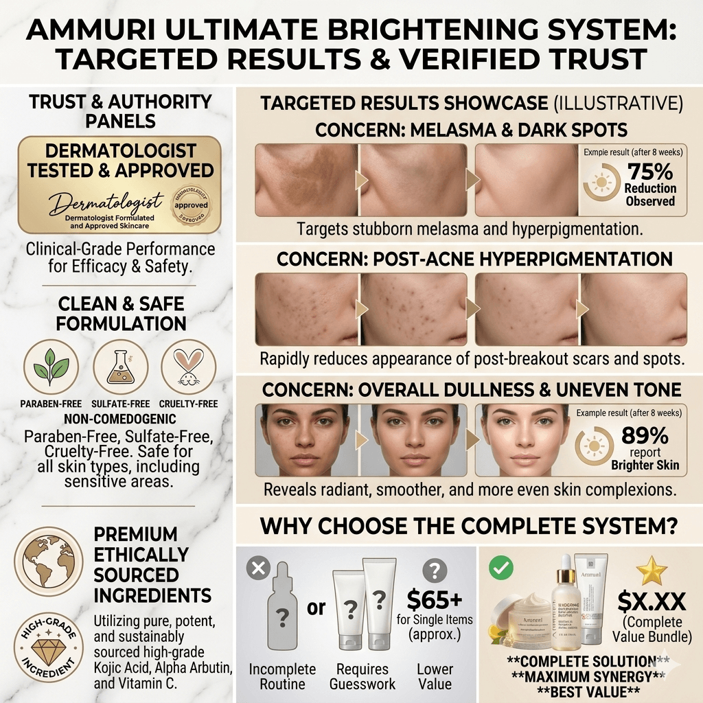 Ammuri Ultimate 3-Step Brightening System – Dark Spot Corrector Bundle with Exosome Technology