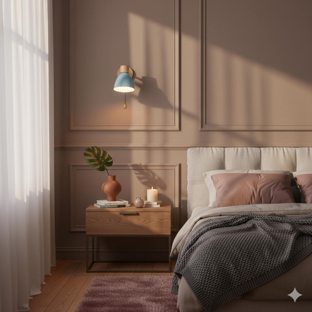 Minimalist Wooden Cone Wall Sconce LED Light With Conical Shade