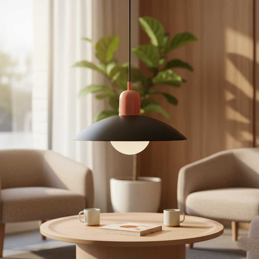 Bauhaus Minimalist Wrought Iron Pendant Light With Dome Shade