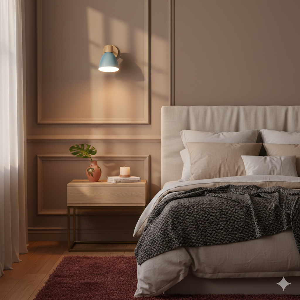 Minimalist Wooden Cone Wall Sconce LED Light With Conical Shade