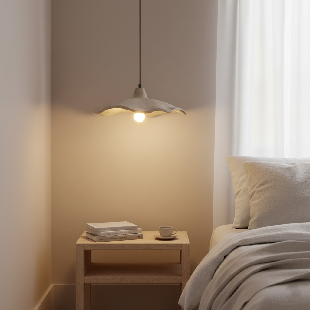 Wabi-Sabi Flower Shaped Cement Pendant Light With Adjustable Cord