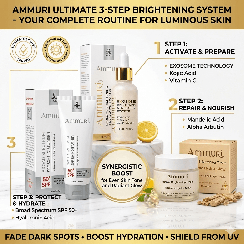 Ammuri Ultimate 3-Step Brightening System – Dark Spot Corrector Bundle with Exosome Technology