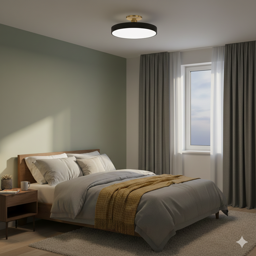 Modern Circular LED Flush Mount Ceiling Light With Iron Frame