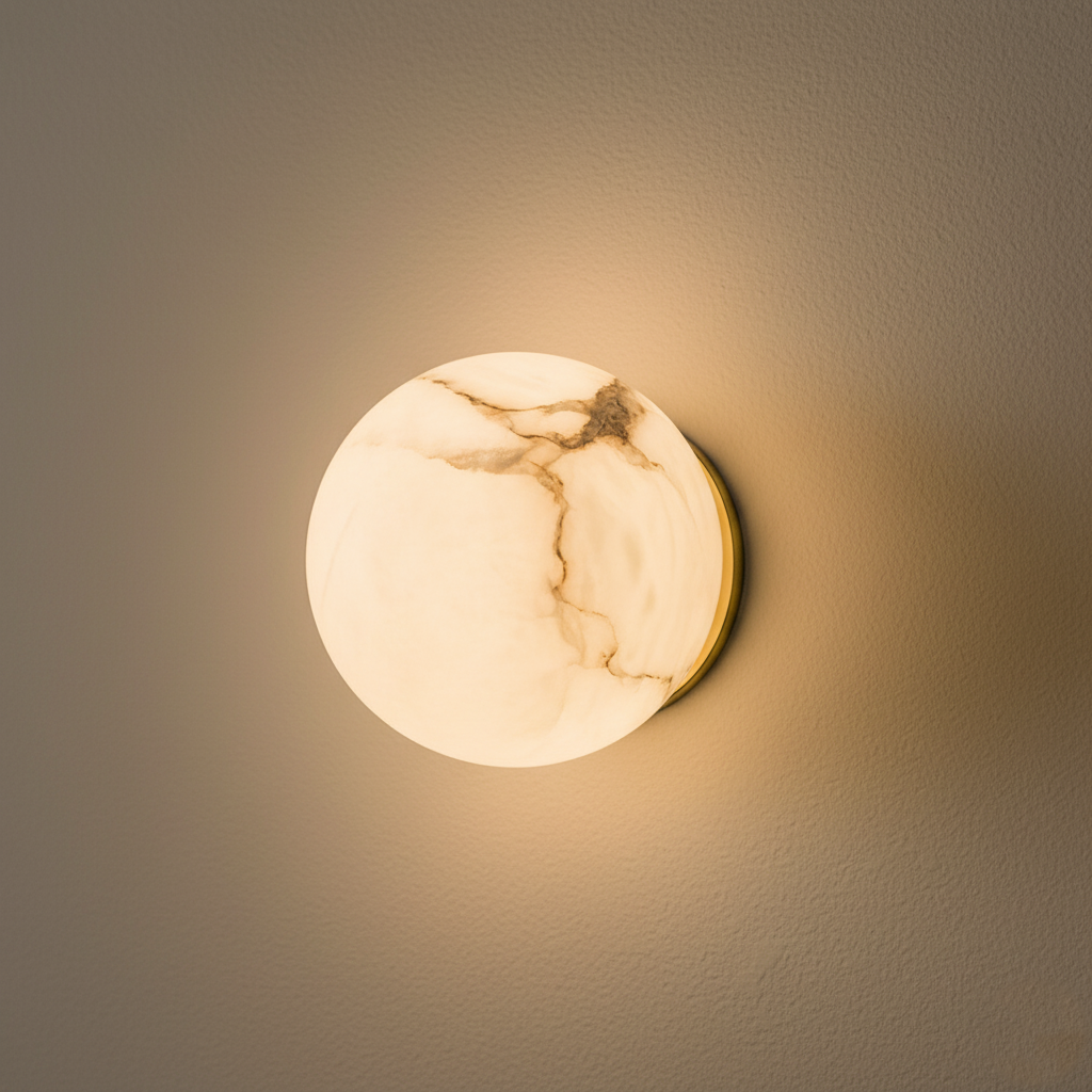 Mini Orb Alabaster Wall Light With Sculpted Stone Shade