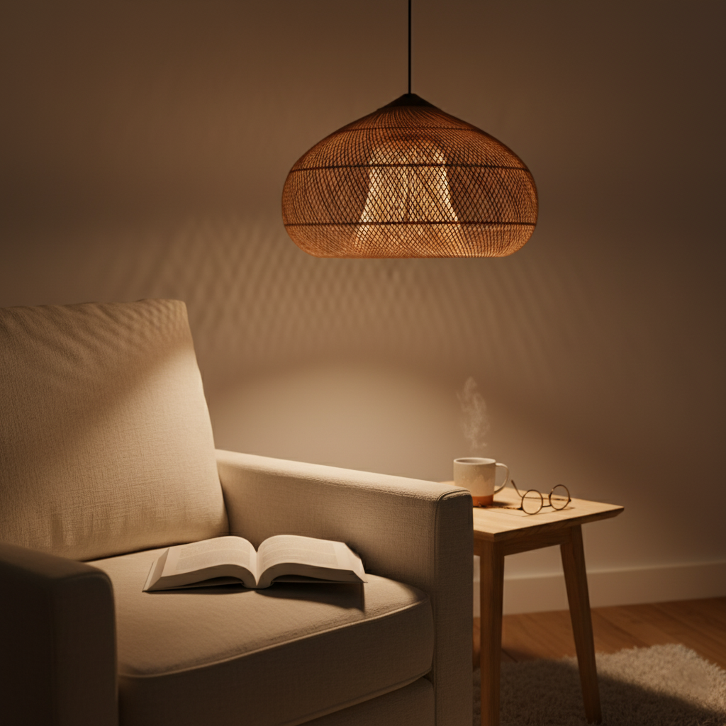 Handmade Rattan Pendant Lights With Woven Dome Shade