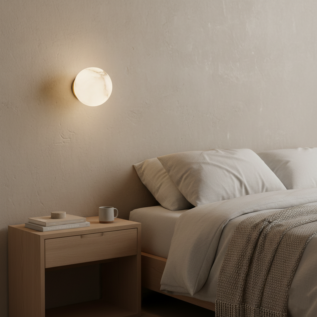 Mini Orb Alabaster Wall Light With Sculpted Stone Shade