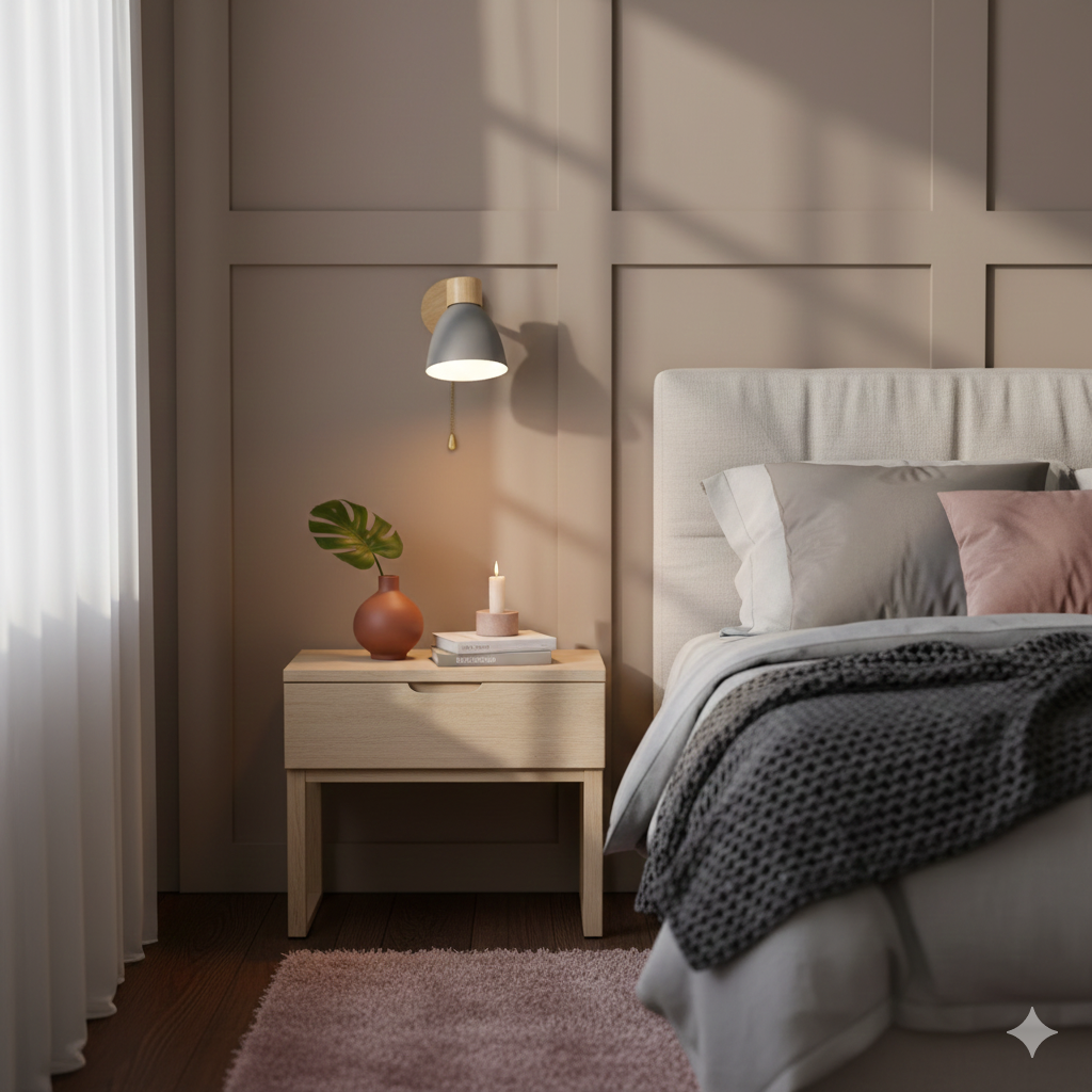 Minimalist Wooden Cone Wall Sconce LED Light With Conical Shade