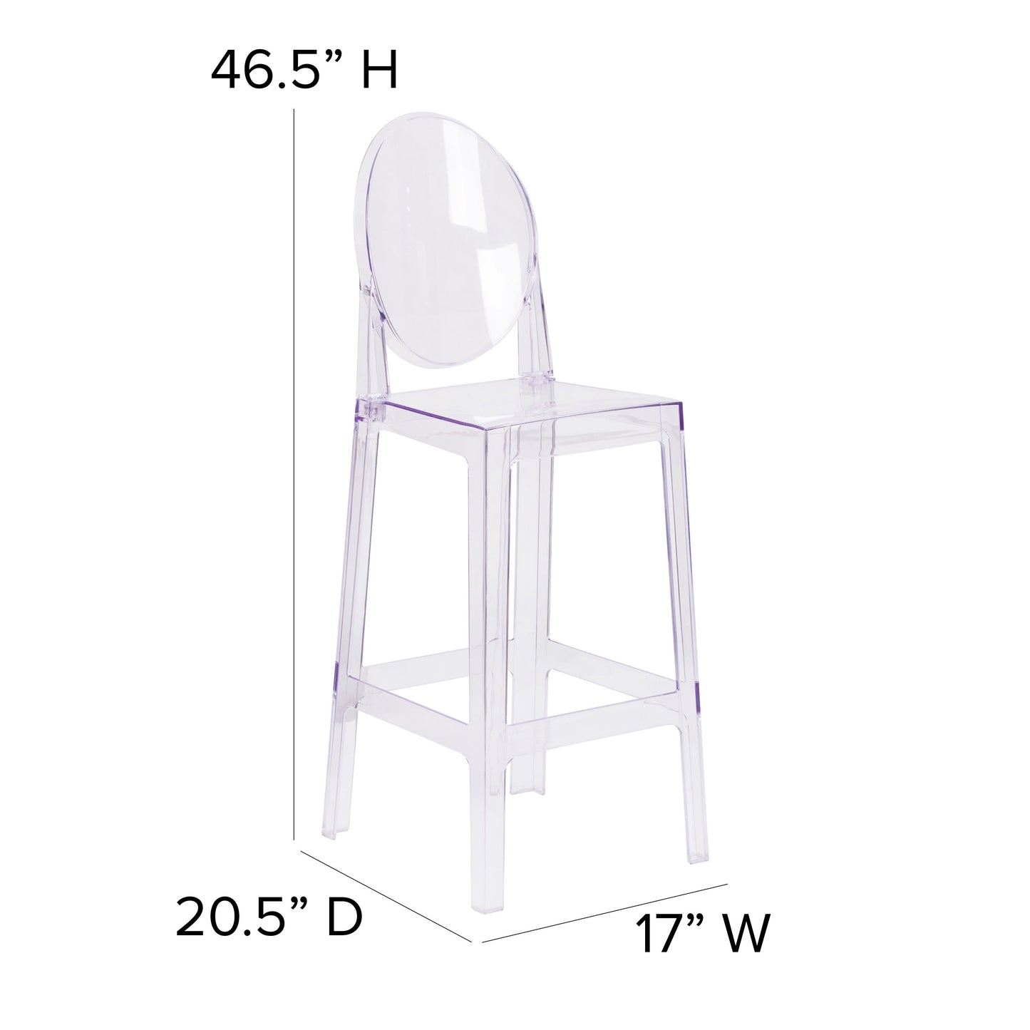 Ghost Barstool in Transparent Crystal with Oval Back