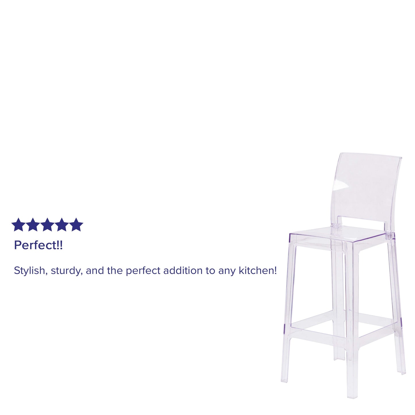 Ghost Barstool in Transparent Crystal with Square Back