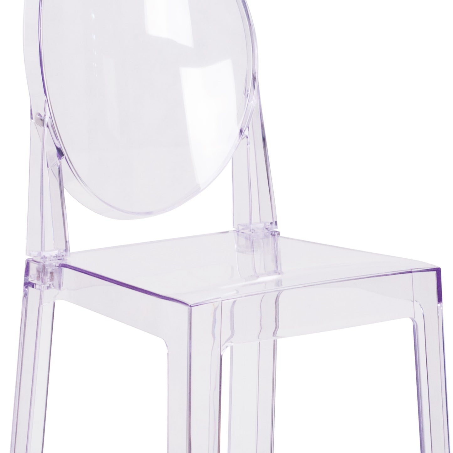 Ghost Counter Stool in Transparent Crystal with Oval Back