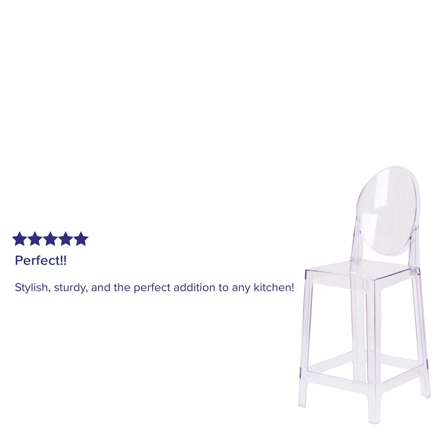 Ghost Counter Stool in Transparent Crystal with Oval Back